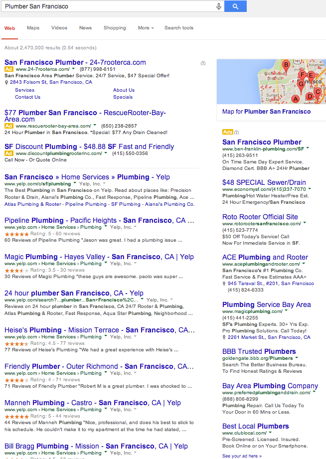 Google San Francisco Plumber Search