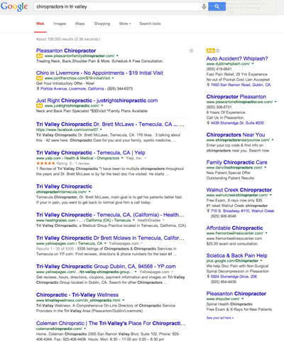 Google Search Tri Valley Chiropractor